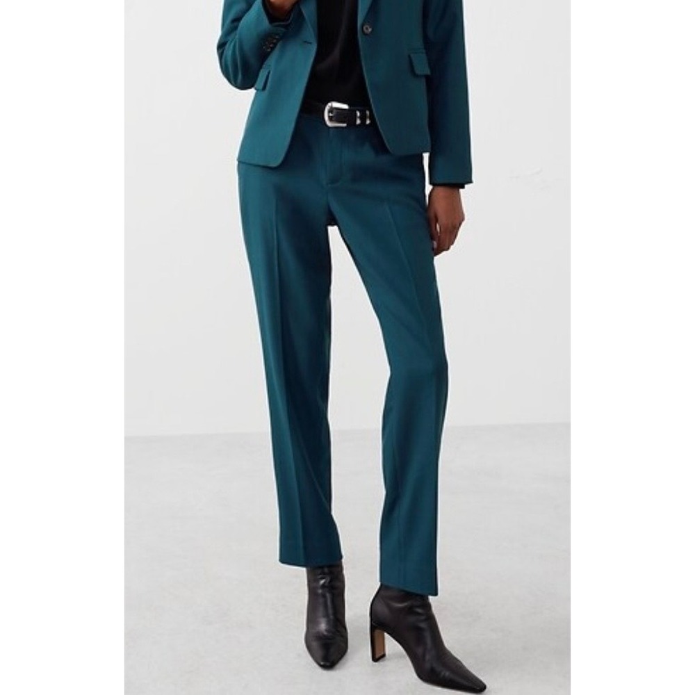 NWT Banana Republic Ryan Straight Mid-Rise Pants Teal Herringbone Size 6